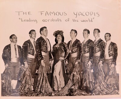 RARE c1930s Circus Performers Acrobats  The Yacopis  Large Promotional Card