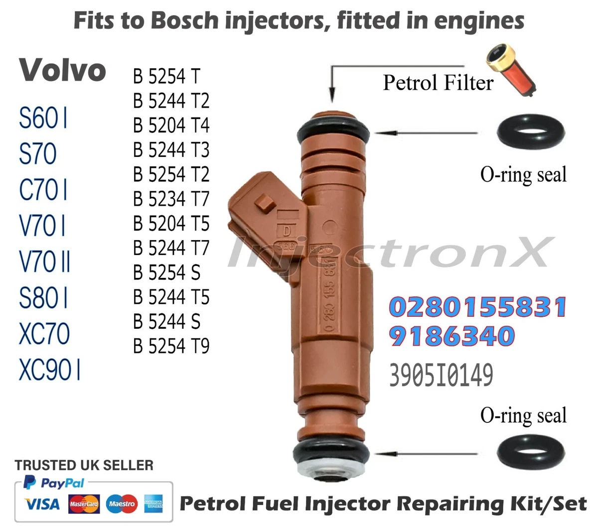 Fuel Injector Service Kit O Ring 0280155931 Volvo S60 S70 c70 V70