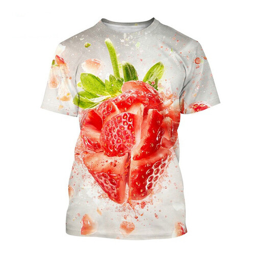 Funny Fruit Watermelon Strawberry 3D printed T-shirt men's fashion T-shirt tops - Picture 12 of 16