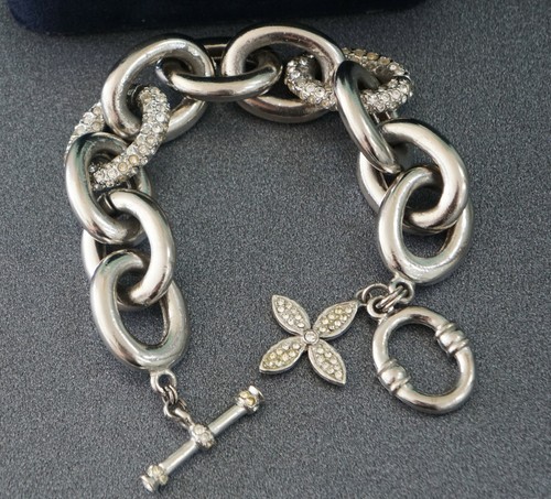 JENNIFER MILLER Rhinestone Pave Link Curb Chain Bracelet 7.5 in - Picture 3 of 4