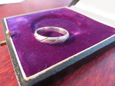 Schmaler 925 Silber Ring Verziert Schräg Rillen Unisex Zeitlos Freundschaft Toll