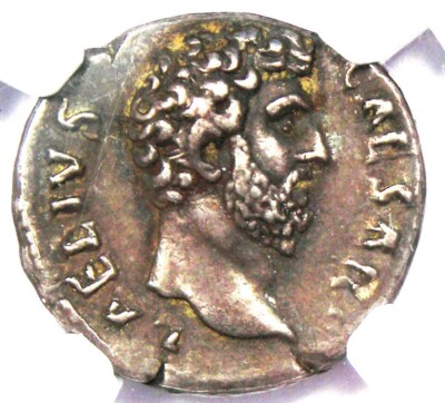 Aelius Caesar AR Denarius Silver Roman Coin 136 AD - NGC XF (EF) - 5/5 Strike!