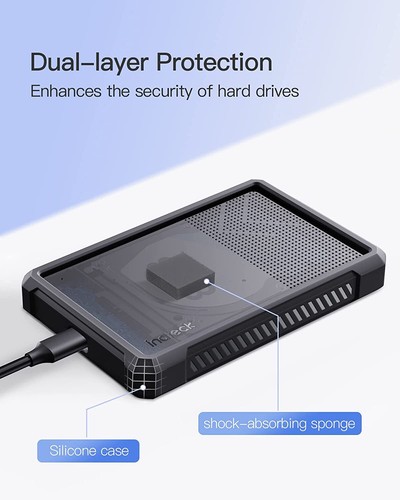 Inateck Festplattengehäuse 2,5 Zoll SSD HDD 6Gbps UASP USB 3.2 3.0 Silikon-Hülle - Afbeelding 2 van 7