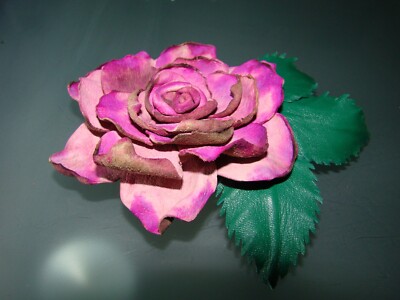 Handmade Leather Camellia Flower Brooch Clip