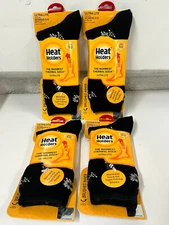 4 PAIR Genuine Heat Holders Men Sz 4-8 Ladies 5-9 Ultra Lite Black Floral Socks