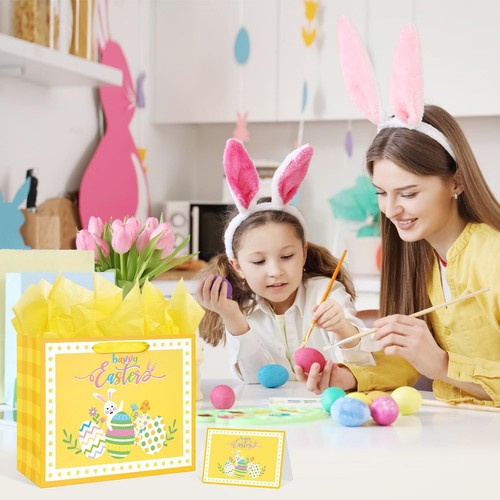 13" Large Easter Gift Bag with Tissue Paper and Greeting Card for Gifts Wrapp... - Picture 6 of 6