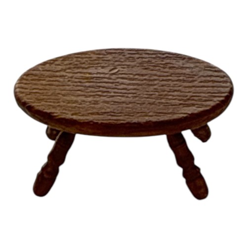 Dollhouse Wood Round Table with 2 Chairs Glass Glass Basket Plant Flowers 1:24 - Picture 14 of 19