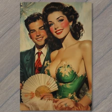 Art Print Stylish Redhead Flirty Fan Pose Man Shadow Vintage Chic Aesthetic