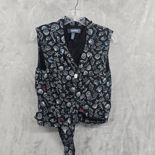 Modcloth Size M Charming in The Catskills Sleeveless Tie-Front Shirt Black - 第 1/6 張圖片