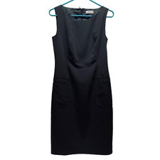 Calvin Klein Women's Sleeveless Sheath Dress Black Size 6 Sporty Pockets EUC