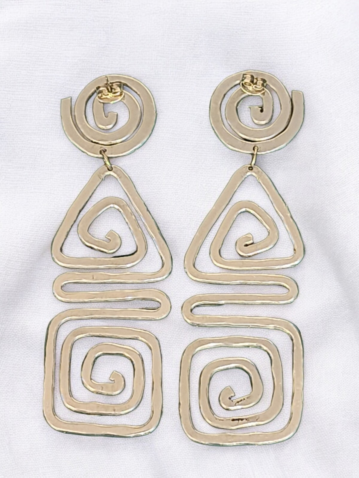 GEOMETRIC LONG DANGLE POST EARRINGS - image 3