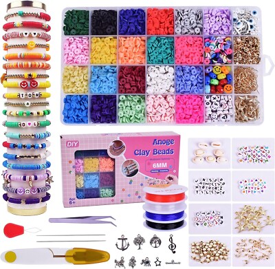 6400Pcs Polymer Clay Beads for Bracelet Making 22 Beautiful Colors Beads for