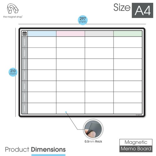 Magnetic Weekly Planner, Dry Wipe Fridge Whiteboard or Dry Erase Memoboard - Picture 30 of 35