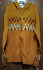 Cat  Jack Boys Long Sleeve Hooded Full Zip Sweater Size L Chevron Orange New