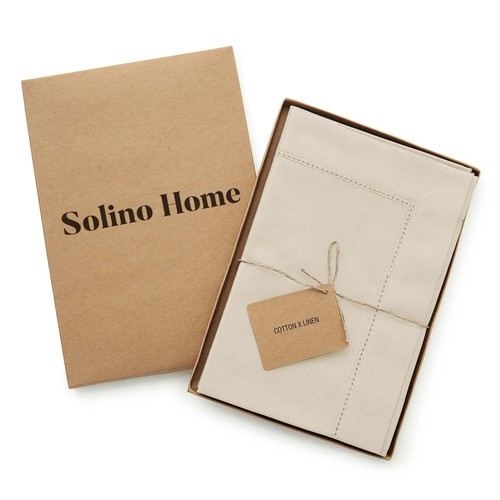 Solino Home Cotton Linen Hemstitch Dinner Napkins 20" for Summer Dining Set of 4 - Picture 24 of 99
