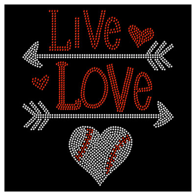 I Love the 80/'s Retro Dance Heart Hotfix Iron On Rhinestone Shirt Transfer