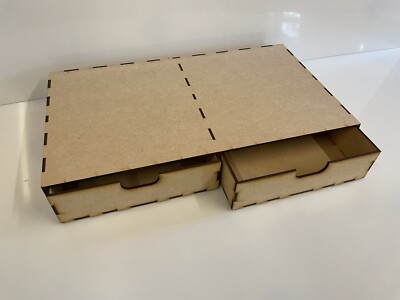 Schubladenschrank mit 2 Schubladen. 272 mm x 212 mm x 55 mm.