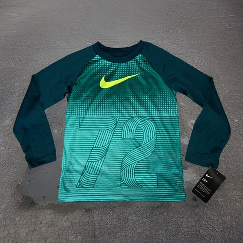 Nike Dri-Fit Jungen Langarmshirt Dri Fit Sportshirt Rio türkis #72 Gr. 7 neu mit Etikett