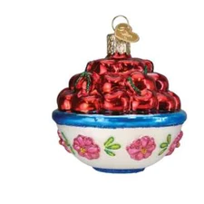 Old World Christmas BOWL OF CHERRIES (28149) Glass Ornament w/ OWC Box