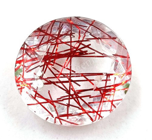 110 CT Round Cut Red Rutilated Quartz Certified Transparent Loose Gems N23 - Picture 2 of 8