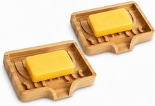 2 Stück Seifenschale Mit Ablauf Aus Bambus, Seifenschale Holz Für Bad Und Küche