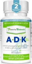 Power By Naturals ADK Vitamin Supplement - High Potency Blend of VIT A D3 K2 iu