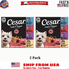 2 Pack Cesar Loaf And Topper In Sauce Wet Dog Food Variety Pack, 3.5 oz 24 Count