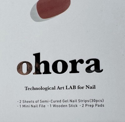 Ohora Semi-Cured Gel Nail Strips, Mini Nail File, 1 Wooden Stick & (2) Prep Pads