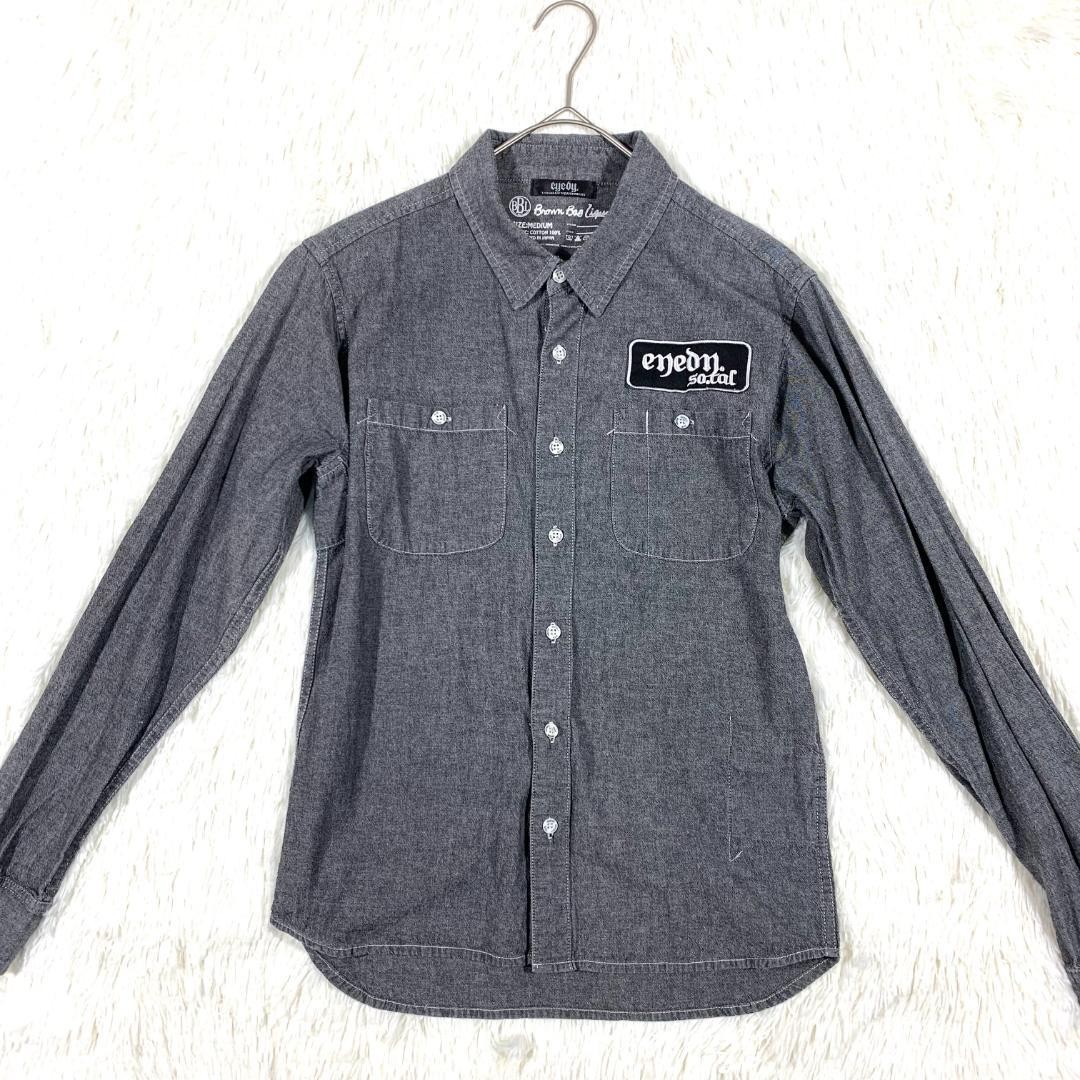 Eyedy Skull Maria Embroidery Long Sleeve Dungaree Shirt Gray