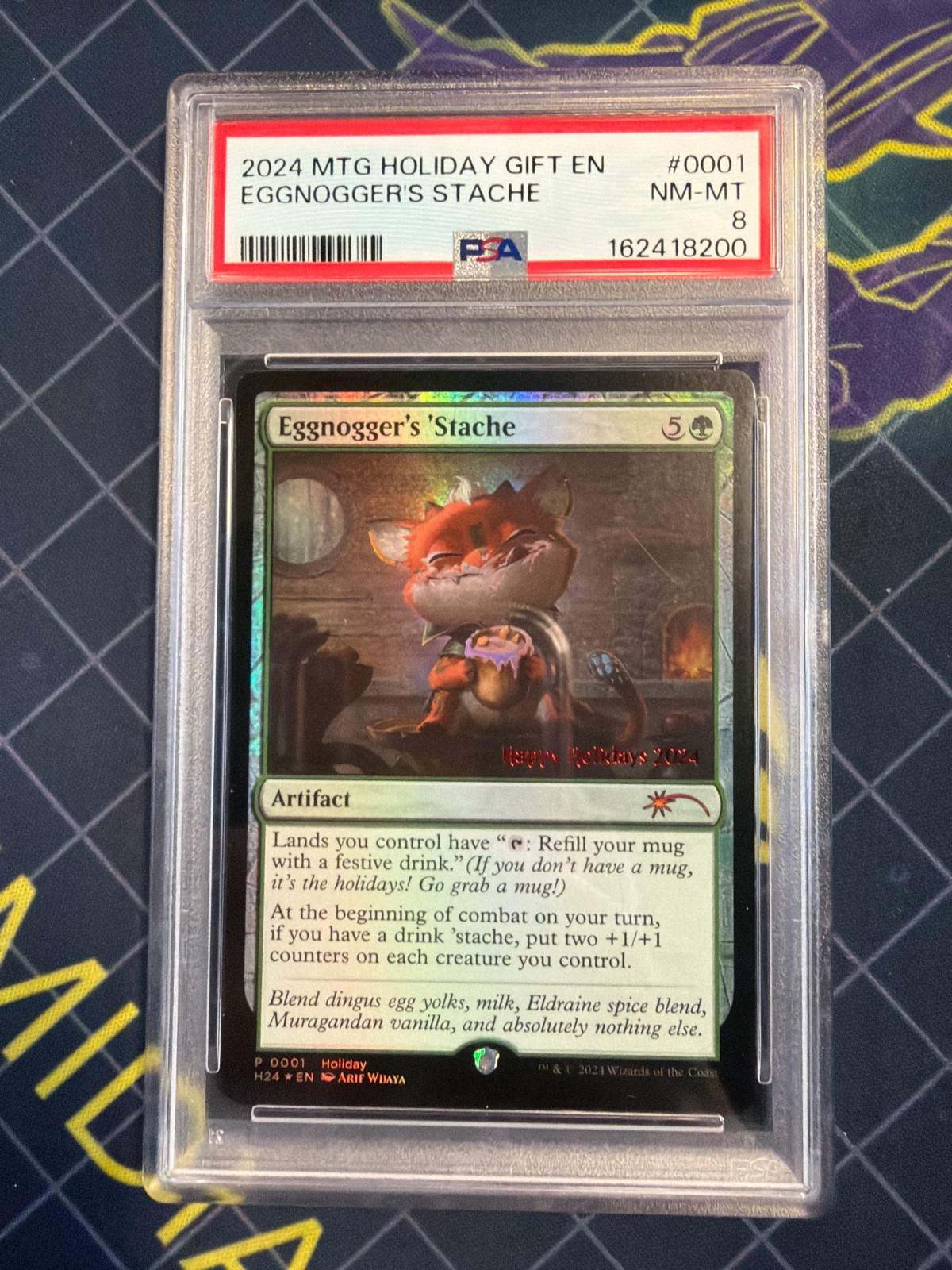 PSA 8 MTG Eggnogger's Stache 0001 2024 Holiday Promo Foil