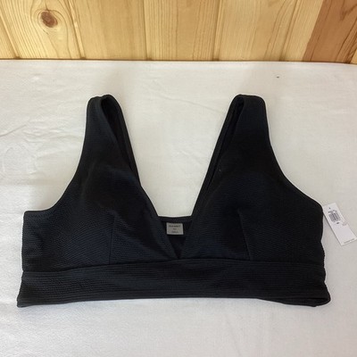 Old Navy XXL Textured Black Plunge V Neck Bikini Top NWT