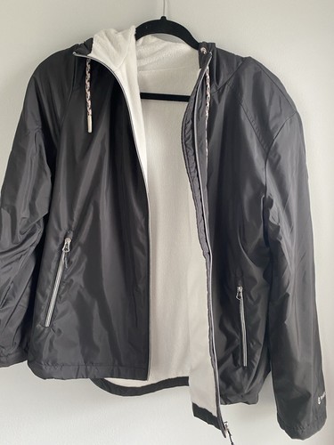 Free Country Jacket women L black hood pocket’s zip up lightweight wind breaker - Picture 2 of 12
