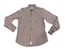 Brioni Men's Long Sleeve Purple/White Dress Shirt Striped Made In Italy Sz Small