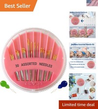30 Pack Hand Sewing Needles - Assorted Sizes with Large Eye Organizer