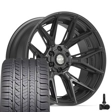 4p40 Black 22x10 Wheels Sport Tires Tpms Set 6 Lug Fits Chevy Gmc