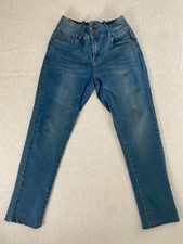 Bamboo Jeans Womens 15/16 Blue Denim Stretch Regular Straight Button Zip Pocket