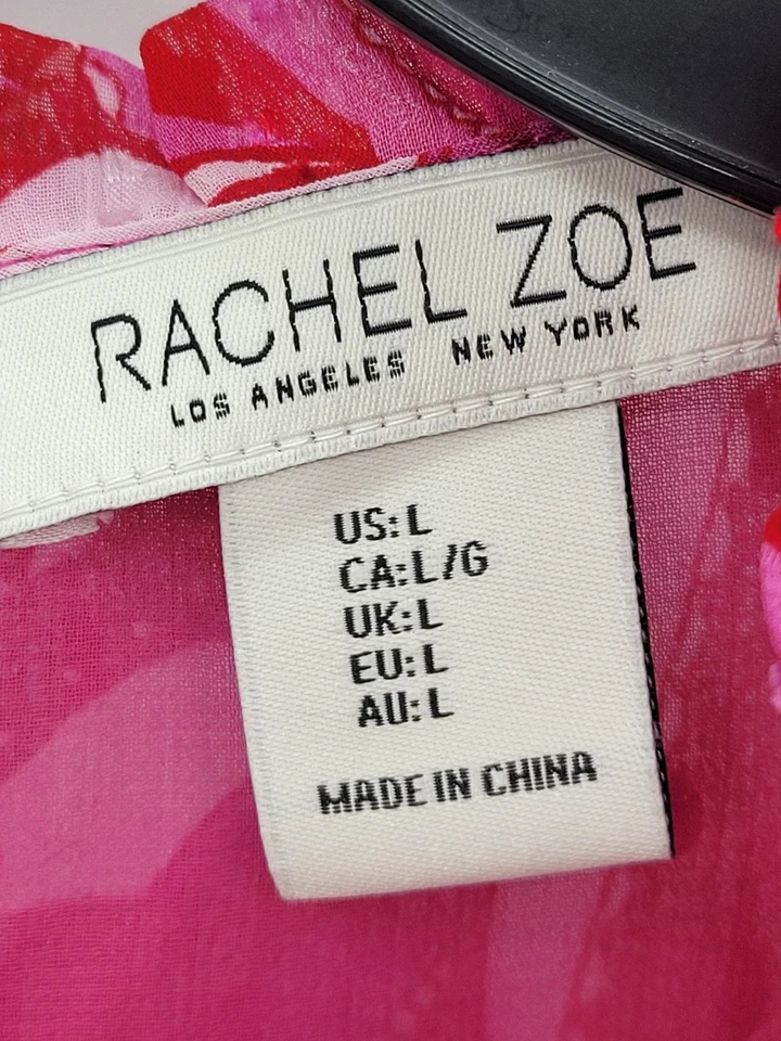 Top Rachel Zoe para mujer grande rosa artístico floral cachemira manga acanalada popover Foto 3 de 4