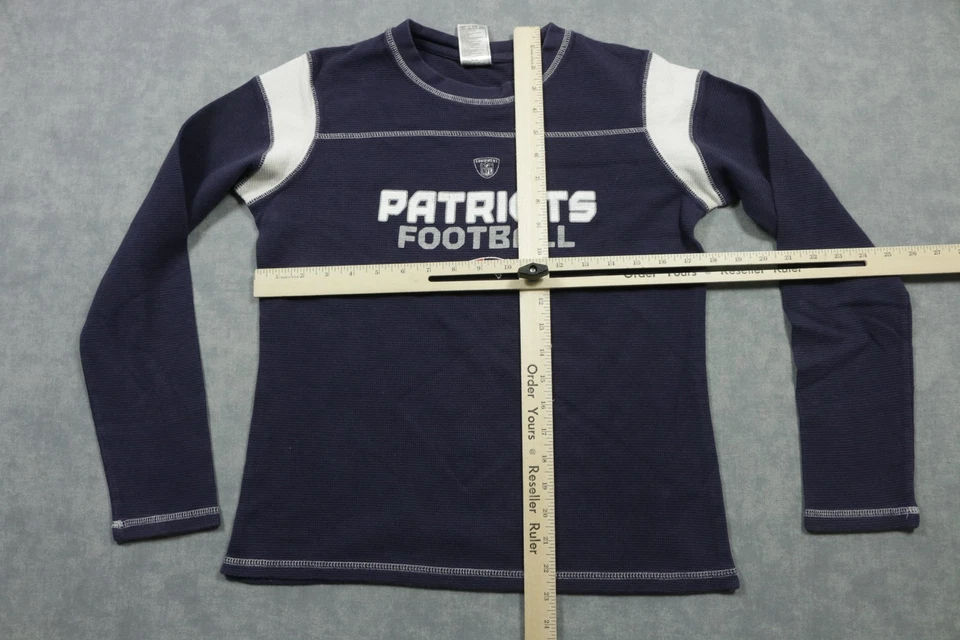 Camisa New England Patriots Juvenil Mediana Azul NFL Fútbol Reebok Manga Larga Foto 3 de 4
