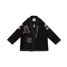 Kimono universitario Albino e Preto B102 brasiliano BJJ MMA uniforme JiuJitsu GI