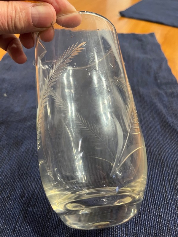 Vintage Etched Glass Cocktail Pitcher