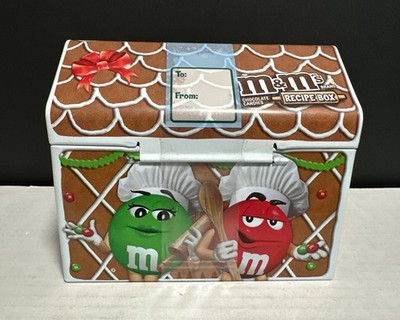 M&M S Brand Recipe Box Gingerbread Tin Novelty Advertising Collectible w/Recipes