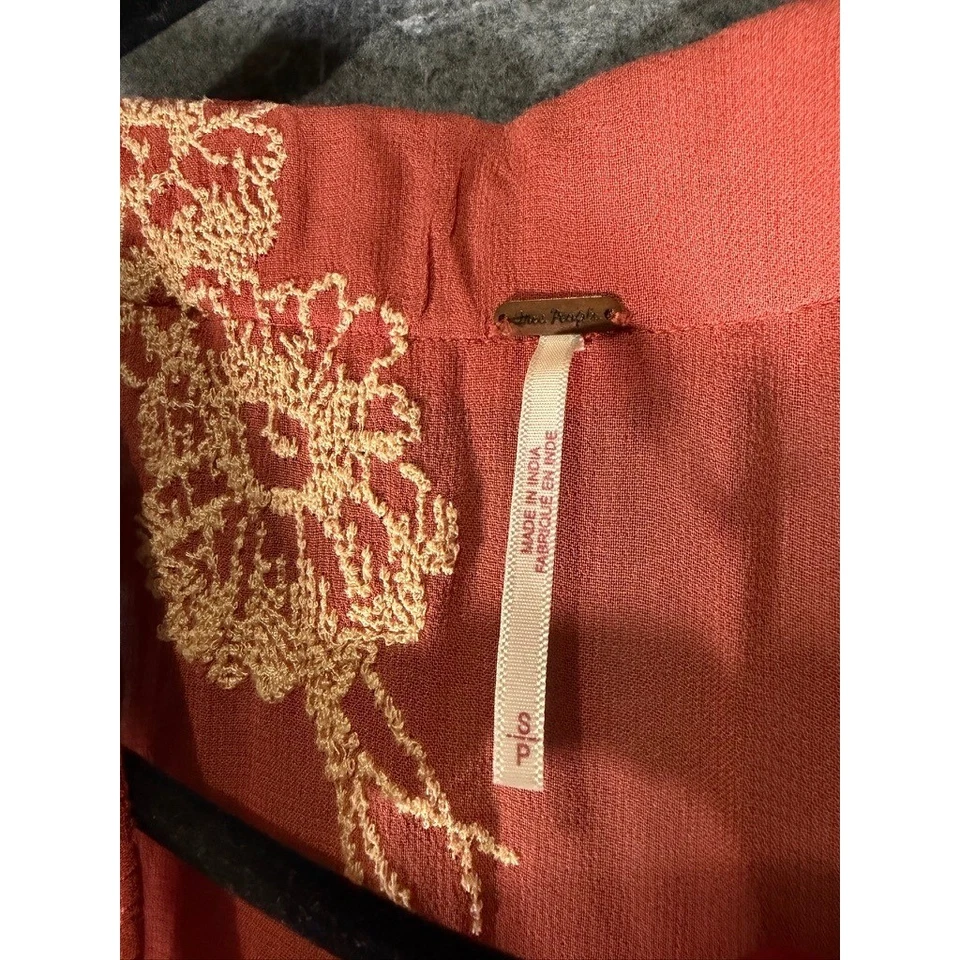 Maxi Vestido Free People Bordado Pequeño Cuello Halter en Niveles Coral Boho Nuevo con Etiquetas Foto 3 de 4