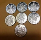LOT OF 7  50 Cents Canada 80% Silver FREE SHIPPING