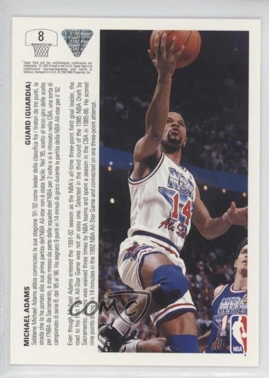 1991-92 Upper Deck International Italian Michael Adams #8 - Image 2 of 2