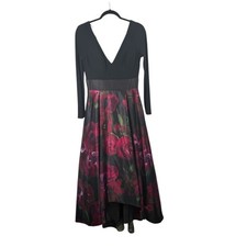 Xscape Black Red Floral V-Neck Maxi Dress Elegant Party Wedding Guest Womens 8