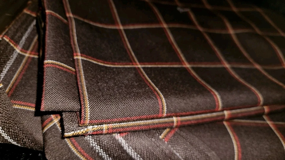 BROWN Check Wool Fabric PURE Wool Fabric Prince Of Wales Suiting 11ft X 5ft Lot - image 3 of 4