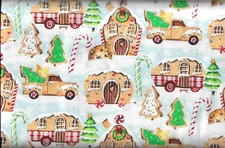 100% cotton Christmas  fabric  "Gingerbread Camping" by 3 Wishes Fabric