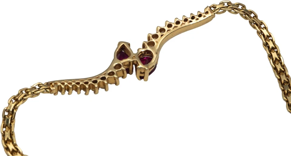 14k Yellow Gold 1.23CT Round Cut Diamond and Pear Cut Ruby Link Bracelet - Image 4 of 4