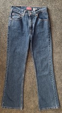 Vintage Levi's Red Tab 517 Girls Slim Stretch Flared Med. Wash Denim Jeans Sz 16
