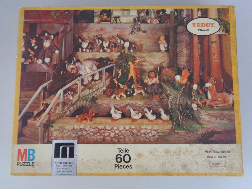 MB Puzzle Teddy Puzzle Steiff Tiere Diorama - 60 Pieces - 1974 (8843) - Bild 1 von 4